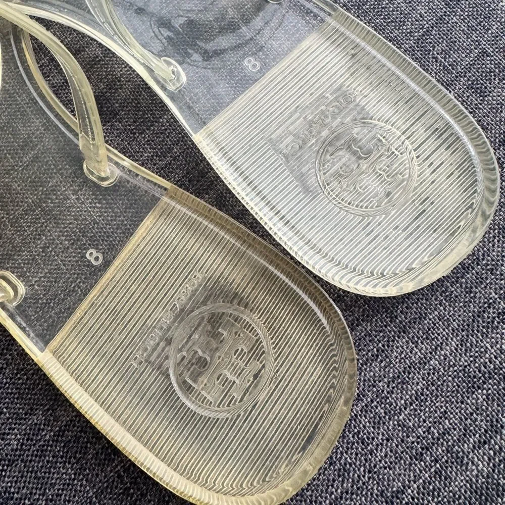 TORY BURCH Women’s Mini Miller Jelly Thong Flip Flop Sandals Clear Sz 8